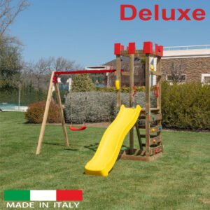 Torre Singola Deluxe con arrampicata + altalena con n.1 sedile libero