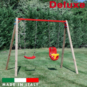Altalena con un sedile a gabbia e un sedile libero deluxe