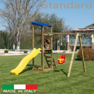 Torre Singola Standard con tetto + altalena con n.1 sedile a gabbia