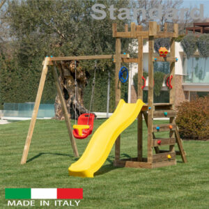 Torre Singola Standard con arrampicata + altalena con n.1 sedile a gabbia