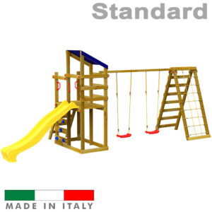 Torre doppia con tetto arrampicata e due sedili liberi e sartia standard