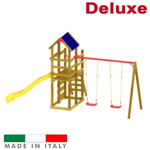 Torre doppia con tetto altalena e due sedili liberi deluxe